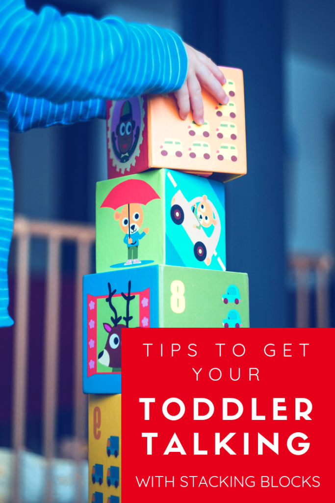 Easy to follow tips for parents to get toddlers talking with simple toys like stacking blocks. Great for child language development. #speakplaylove #speechtherapyactivities #toddleractivities #languagedevelopment #latetalker #speechtherapy #speechtherapyathome #earlyintervention Website has easy tips for parents for speech therapy at home