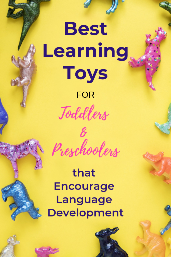 image of best toys for language development on yellow background