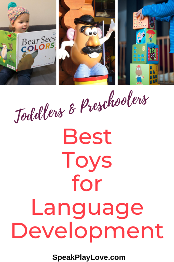 toddler toys for language development pin image