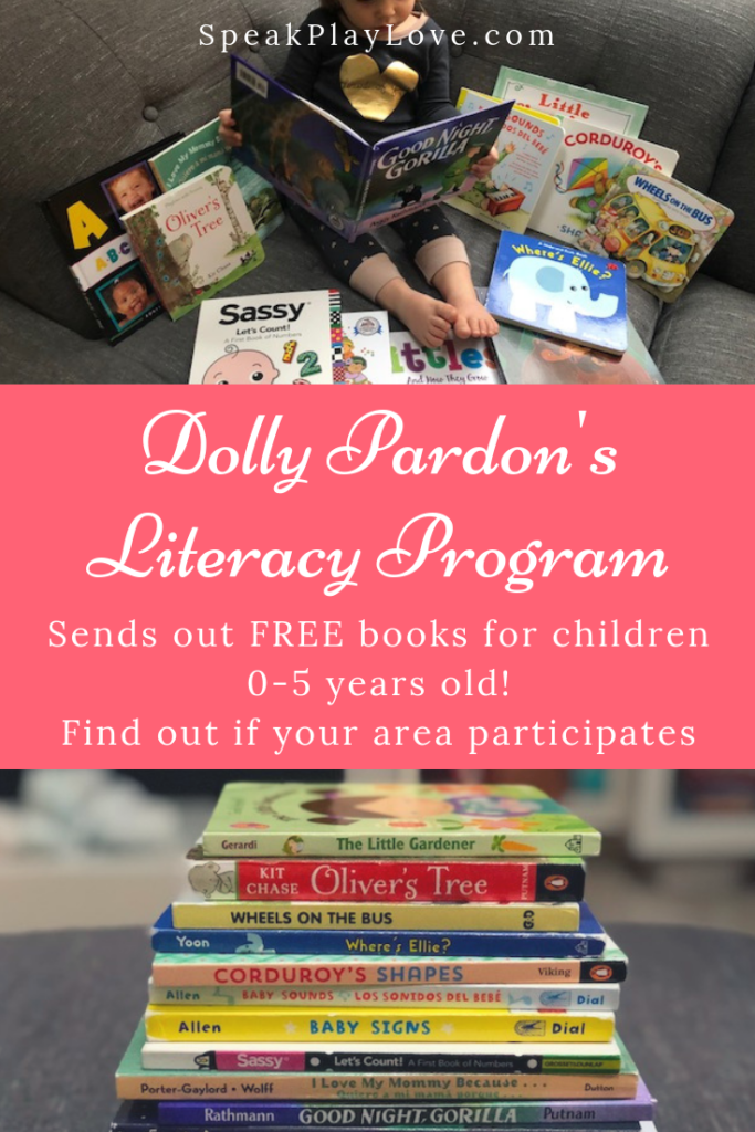 Early literacy program that sends free books. Find out if your area particpates. Great way to promote reading in babies and children. #speakplaylove #kidlit #toddlerbooks #preschoolbooks #babybooks #boardbooks #languagedevelopment