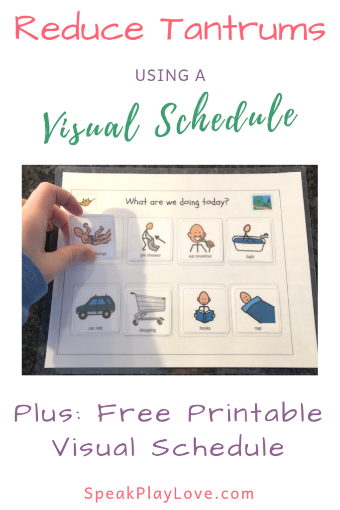 image of visual schedule for toddler with movable icons