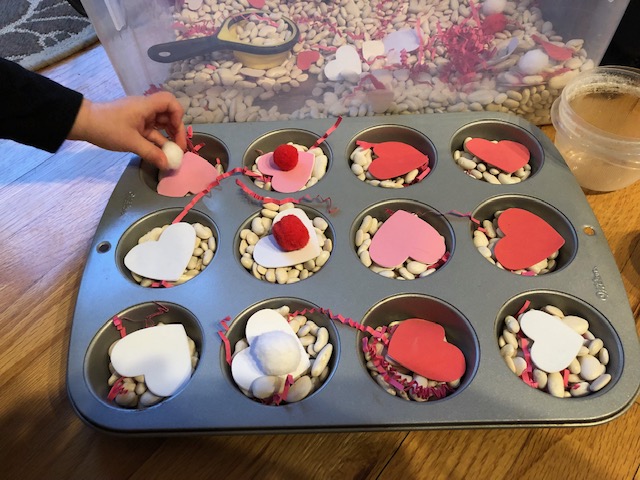 Valentine Sensory Bin Muffin Tin Activity