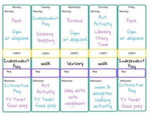 toddler weekly schedule example