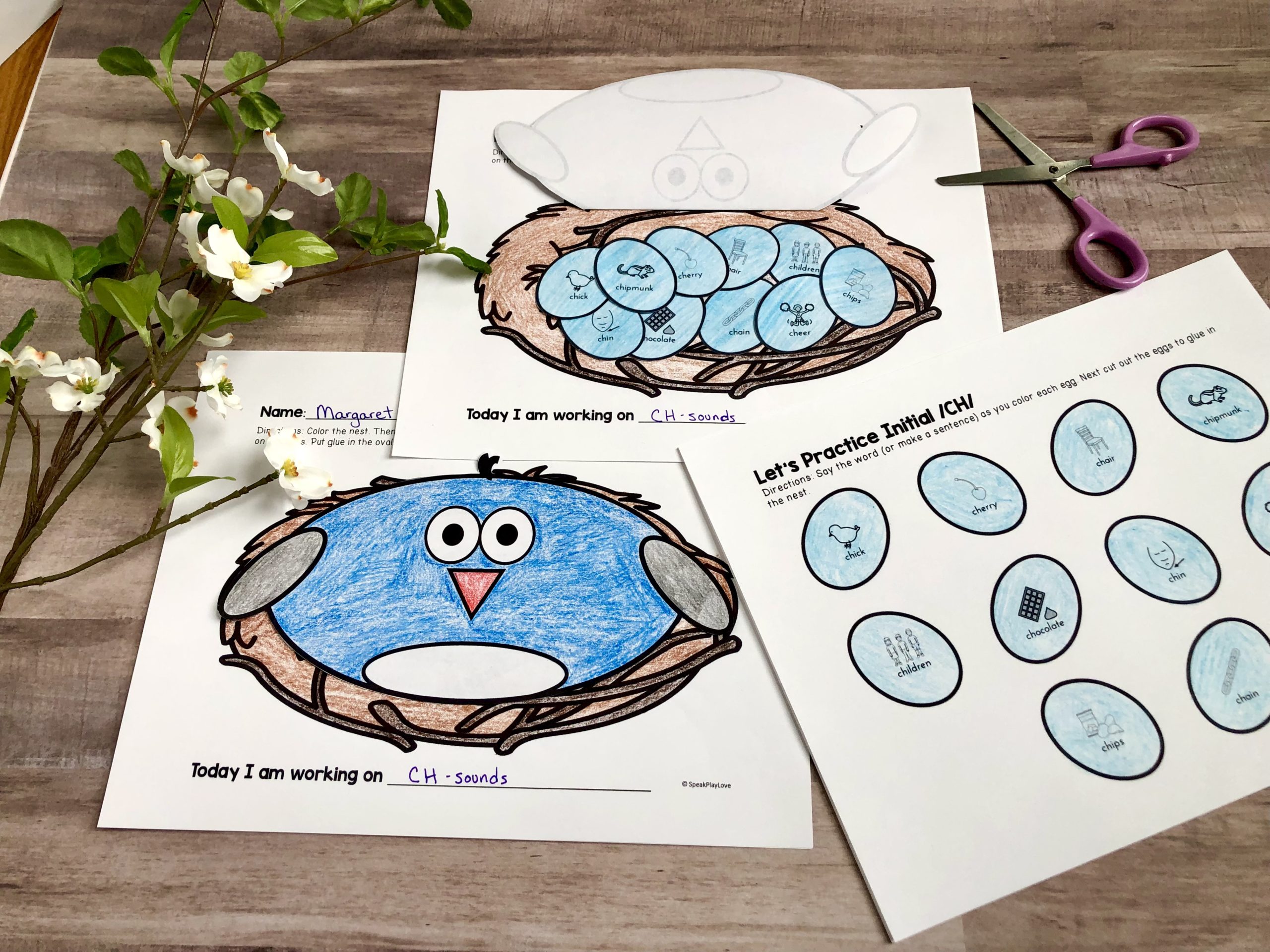 picture of spring speech therapy craft birds nest