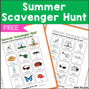 free summer speech therapy activity