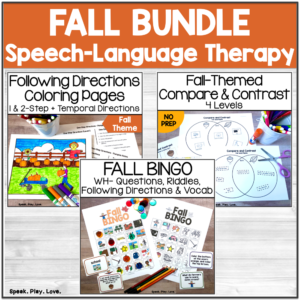 fall speech and language activities cover