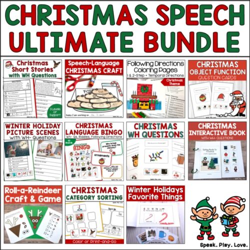 picture of cover for christmas speech therapy activities bundle