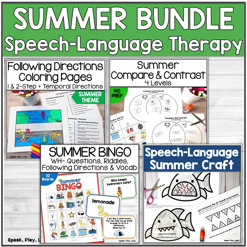 picture of summer speech therapy activities