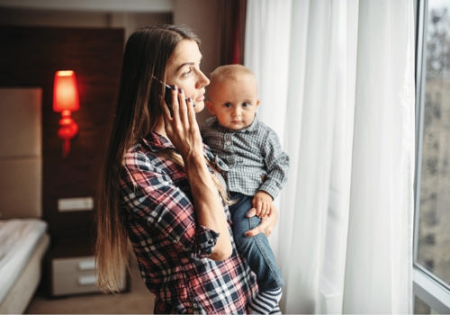 image of mother calling early intervention for speech therapy