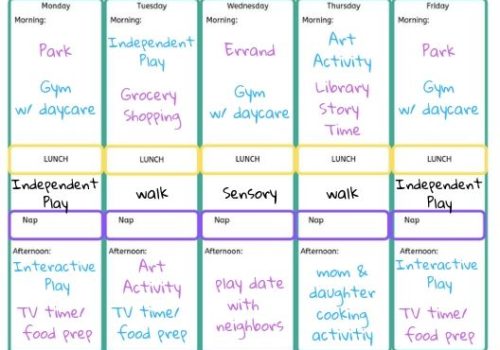 toddler weekly schedule example