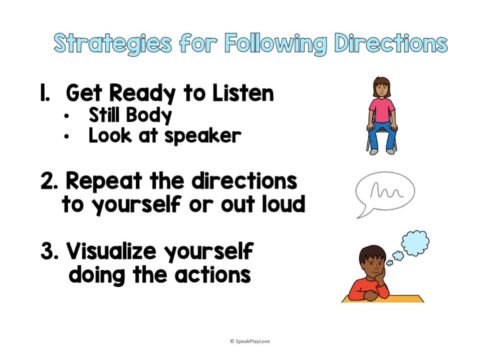 following directions visual speech therapy