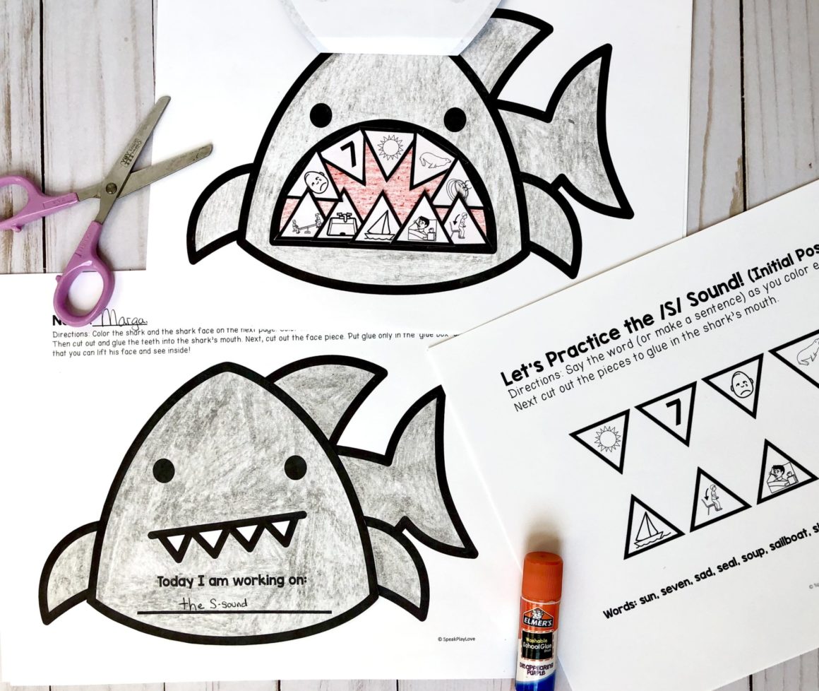 picture of shark summer craft for speech therapy