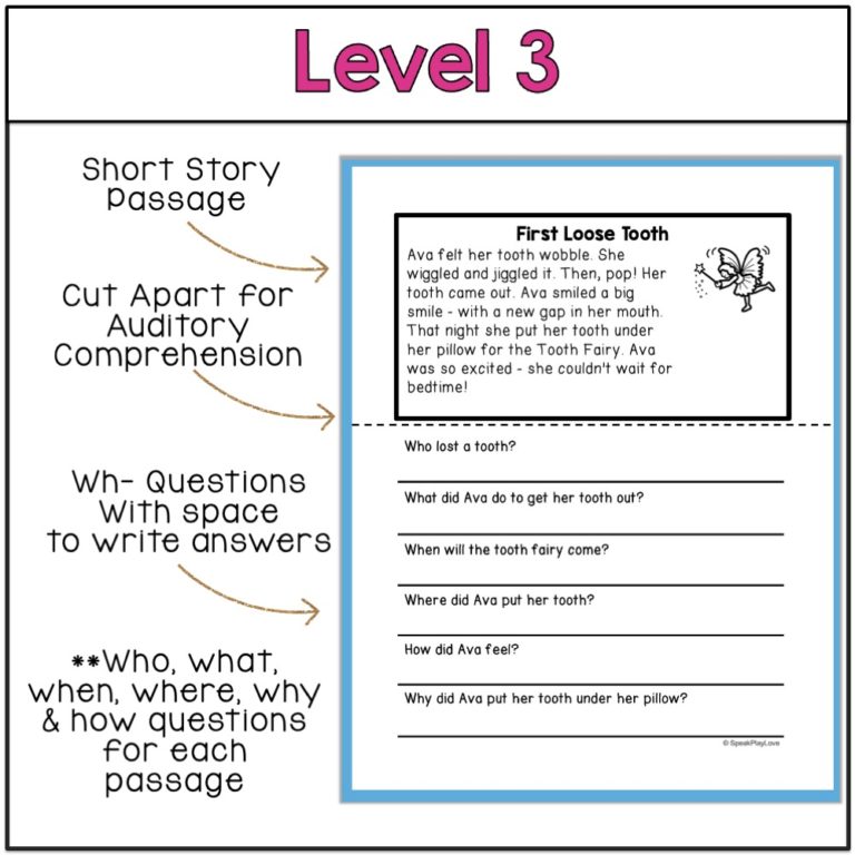 short stories with wh questions speech therapy